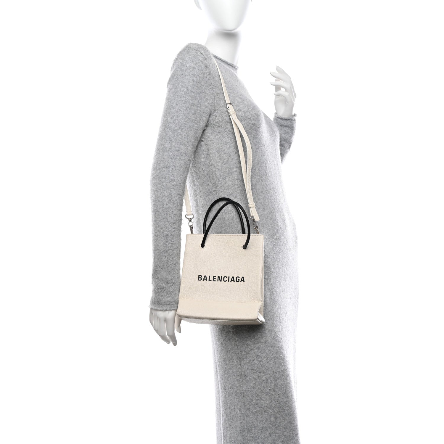 Balenciaga Calfskin Logo XXS Shopping Tote White 2 of 12