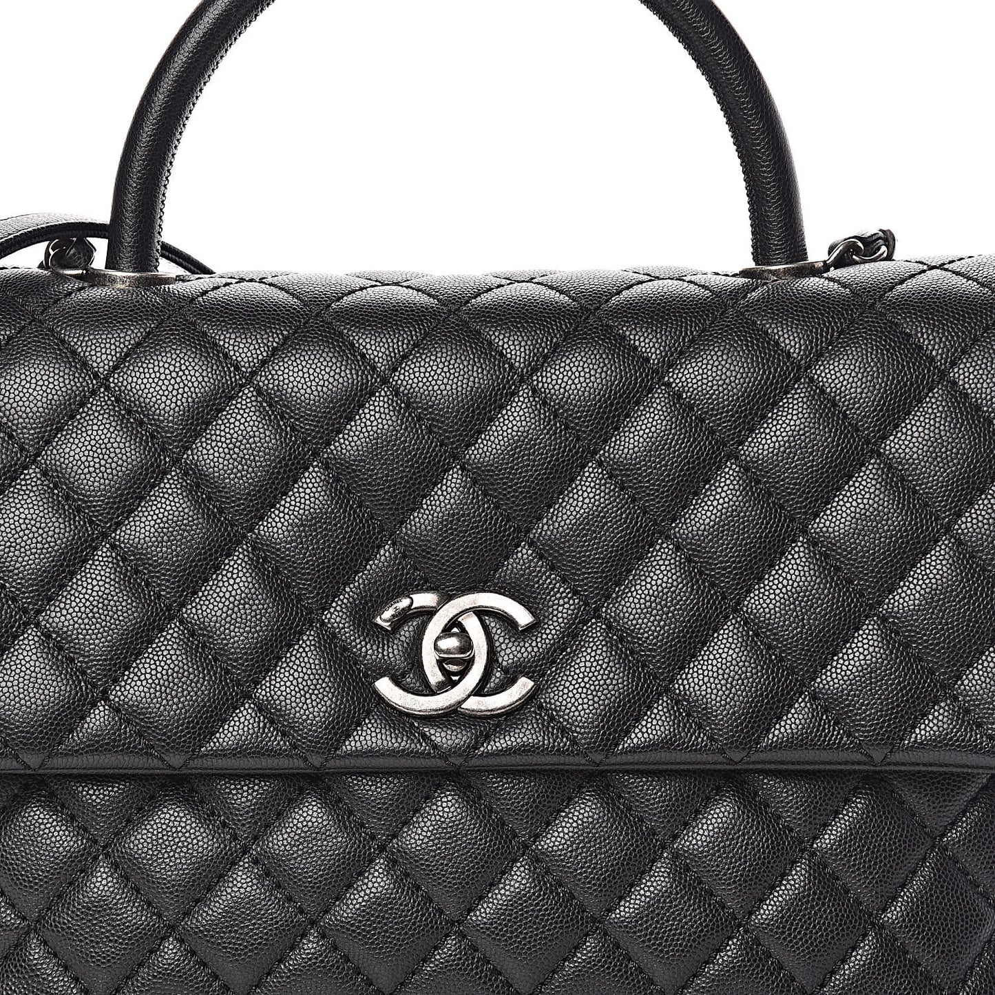 Caviar Quilted Medium Coco Handle Flap Black