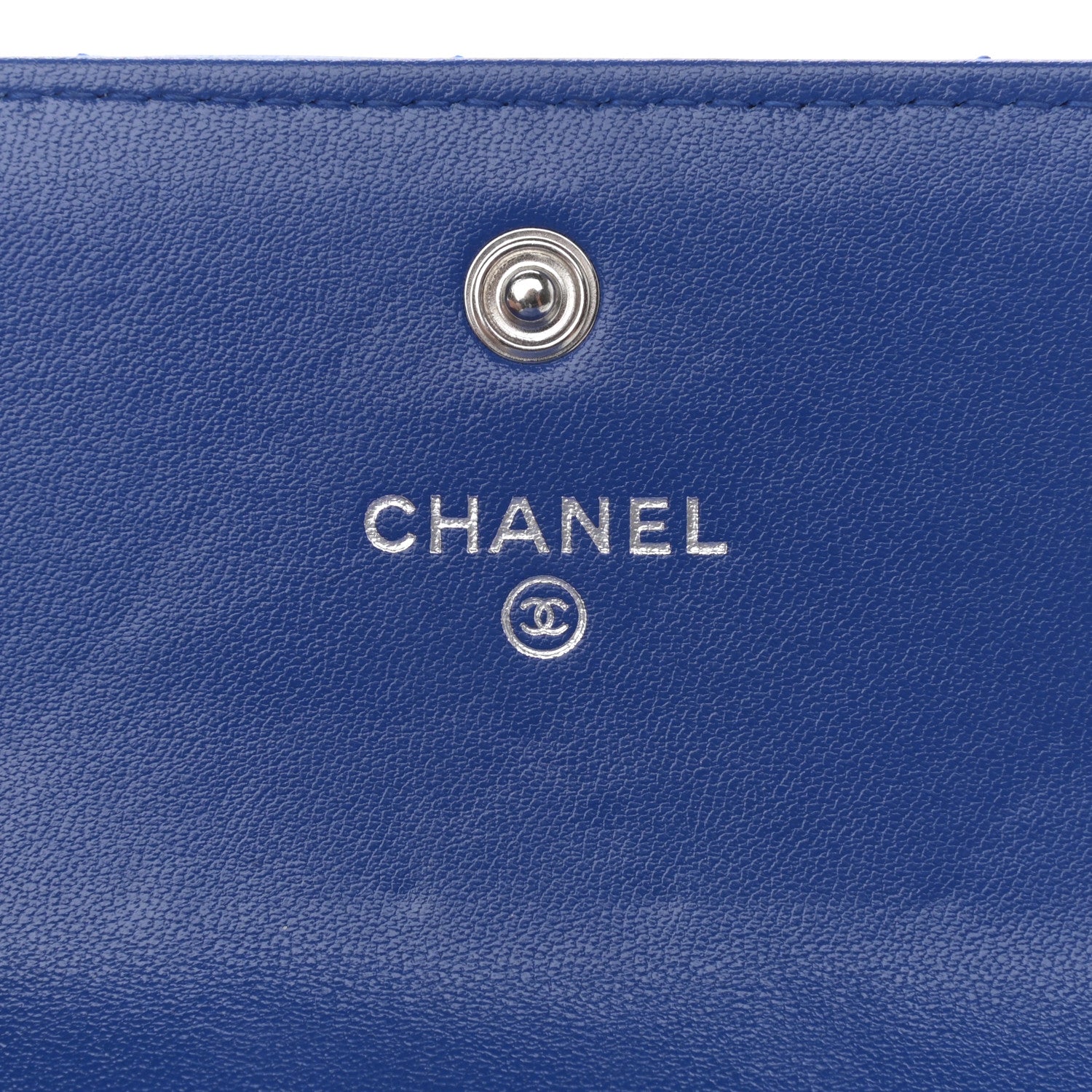 Chanel Calfskin Stitched Fancy CC Compact Flap Wallet Blue 6 of 7