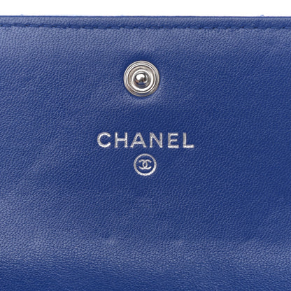 Chanel Calfskin Stitched Fancy CC Compact Flap Wallet Blue 6 of 7