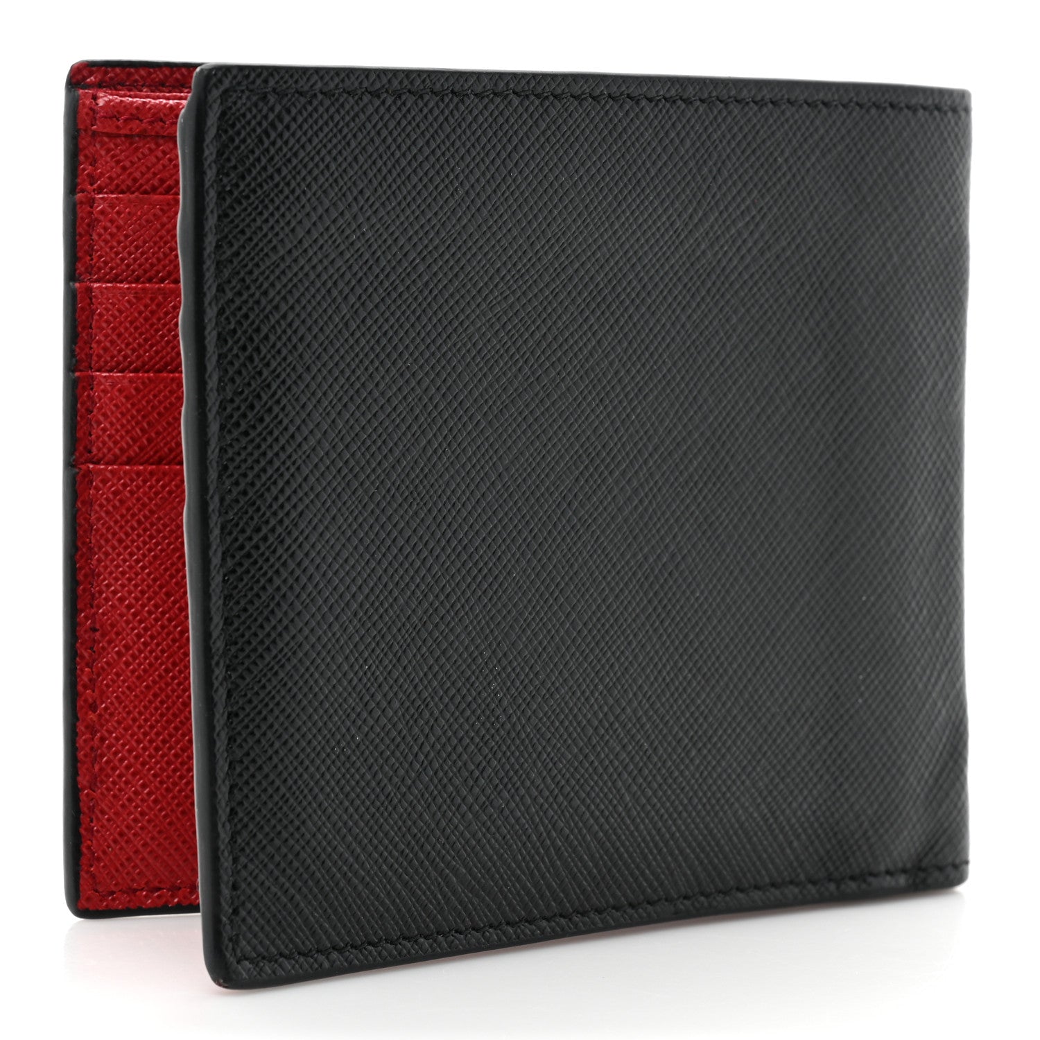 Prada Saffiano Bi-Fold Wallet Black Fuoco 3 of 12