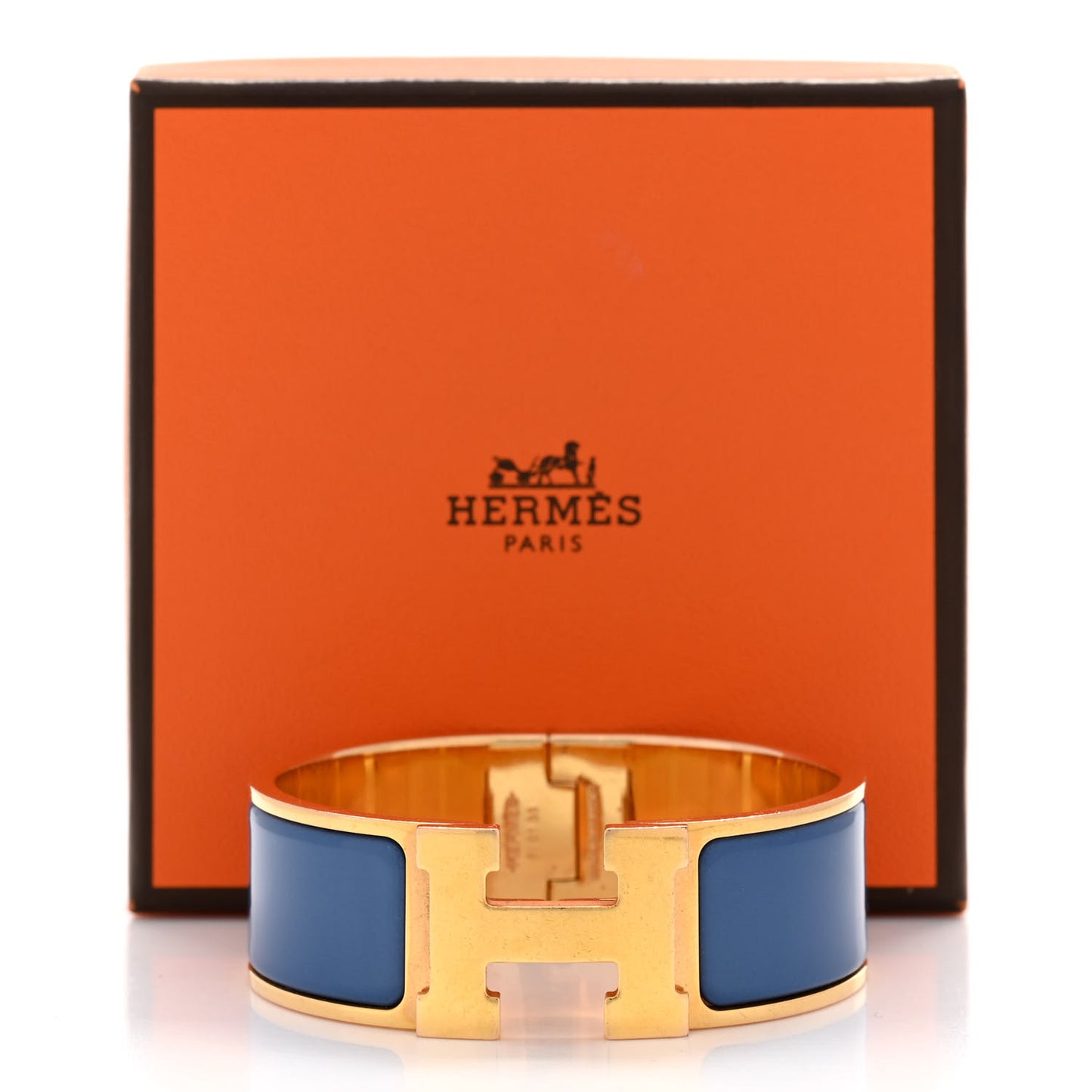 Enamel Wide Clic Clac H Bracelet PM Bleu Transat