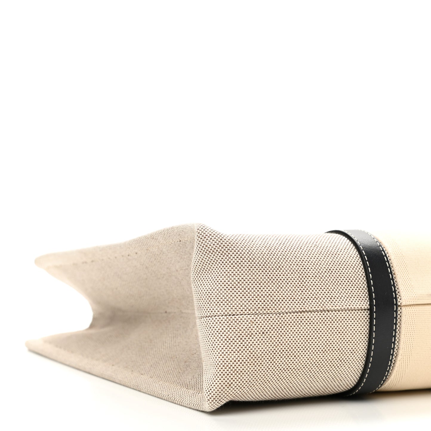 Cotton Calfskin Large Woody Ribbon Tote White Black