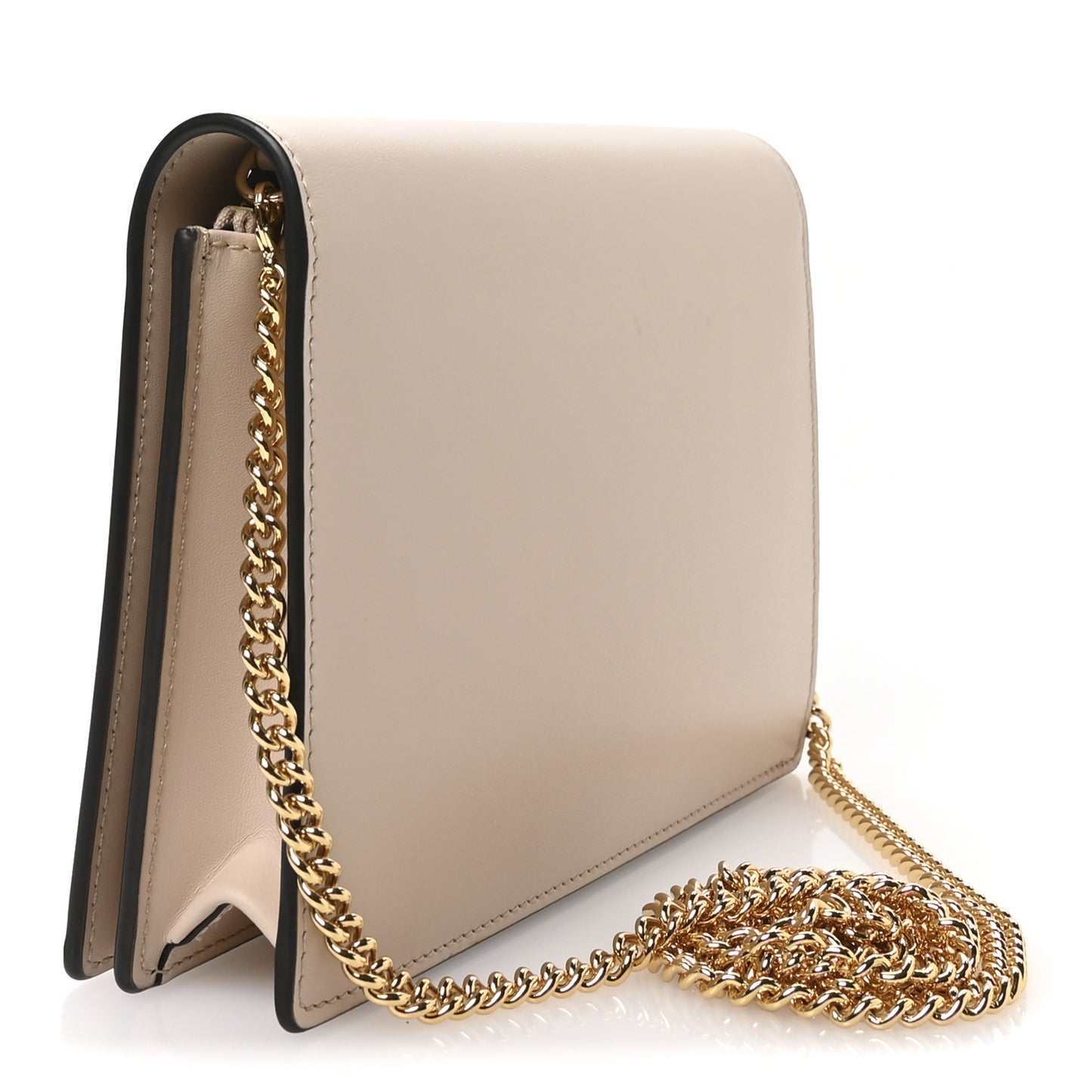 Vitello King Tamponato Logo Embossed Medium Wallet On Chain Poudre