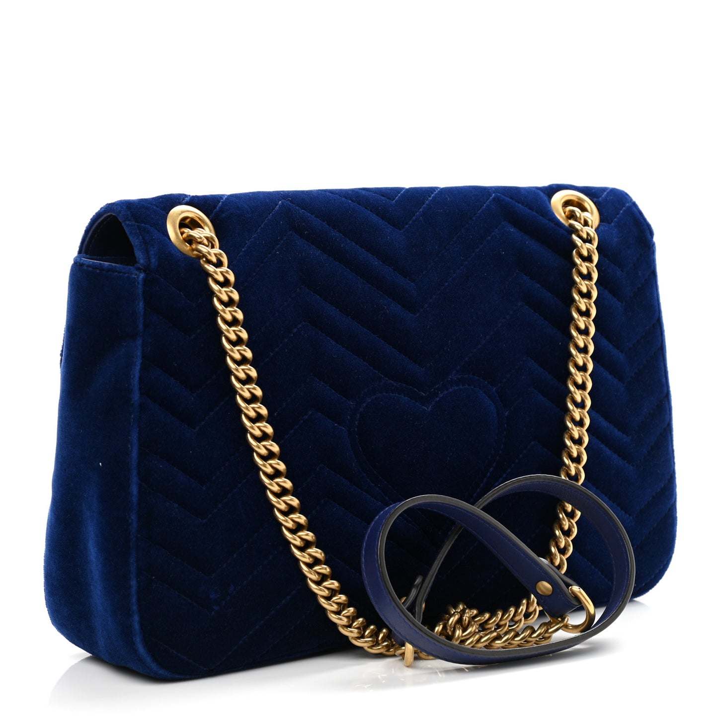 Velvet Matelasse Medium GG Marmont Shoulder Bag Cobalt Blue
