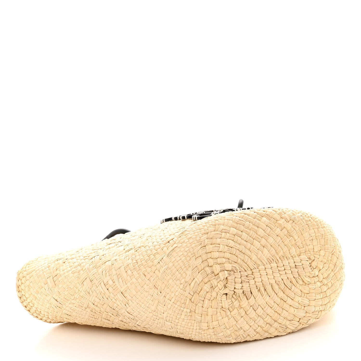 Loewe Calfskin Raffia Paulas Ibiza Small Anagram Basket Tote Bag Natural Black 4 of 9