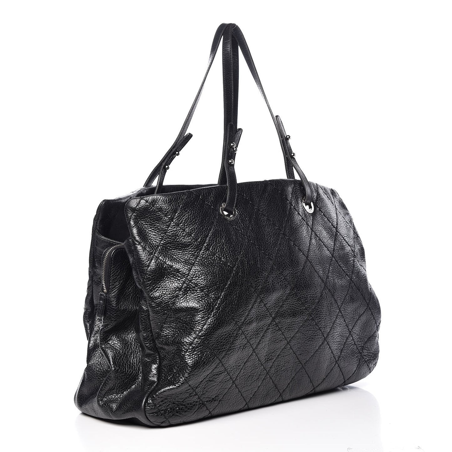 Glazed Calfskin XL On The Road Tote Black