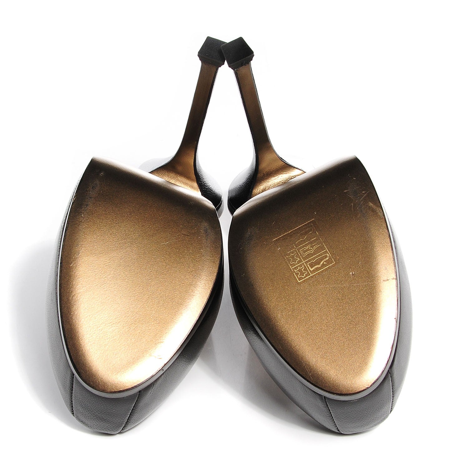 Saint Laurent Vernigolf Tribtoo Platform Slingback 105 Pumps 38 Black 5 of 7