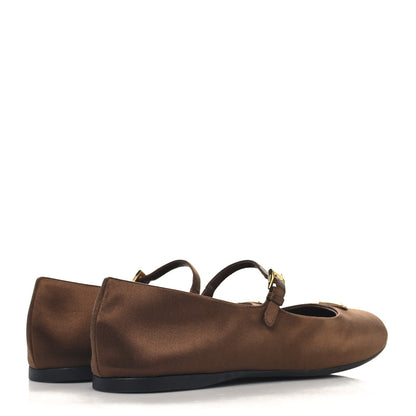 Prada Satin Triangle Ballerina Flats Tabacco 5 of 10