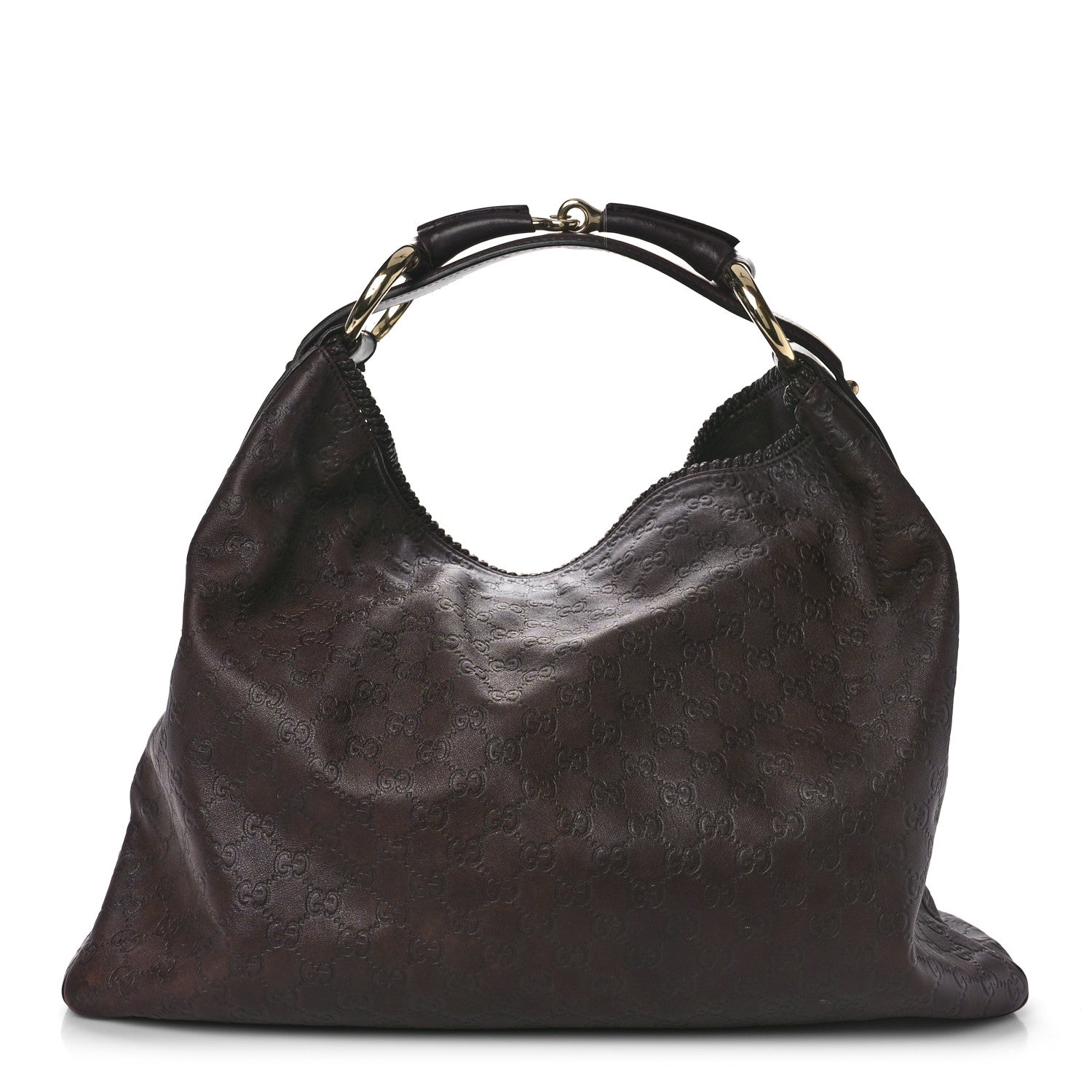 Gucci Guccissima Large Horsebit Chain Hobo Chocolate 1 of 13
