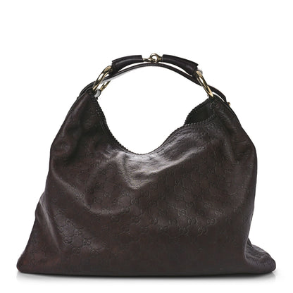 Gucci Guccissima Large Horsebit Chain Hobo Chocolate 1 of 13