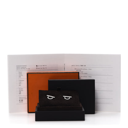 Hermes 18K White Gold Diamond Finesse Earrings 5 of 5