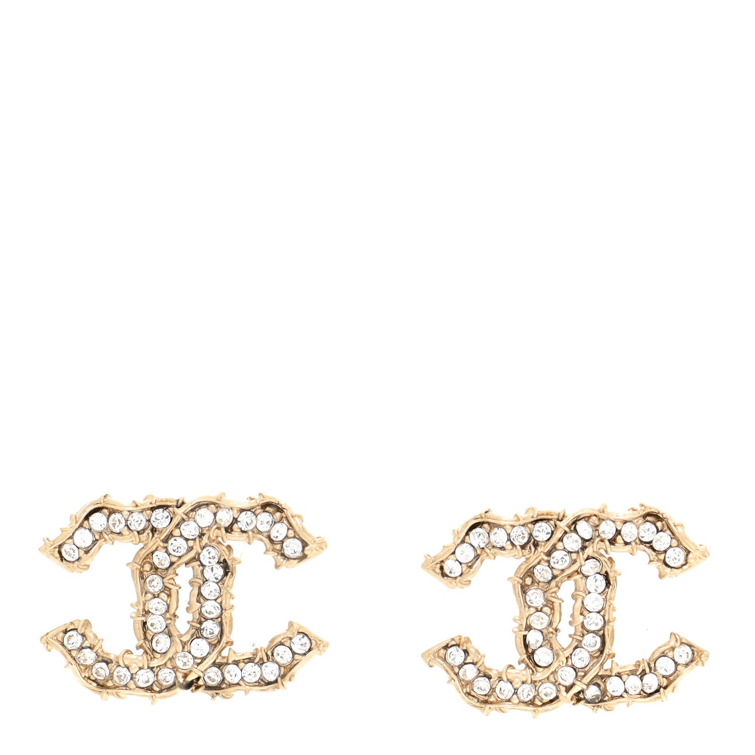 Chanel Crystal CC Earrings Gold 1 of 6