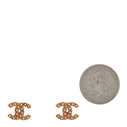 Chanel Pearl Studded CC Earrings Gold 2 of 5