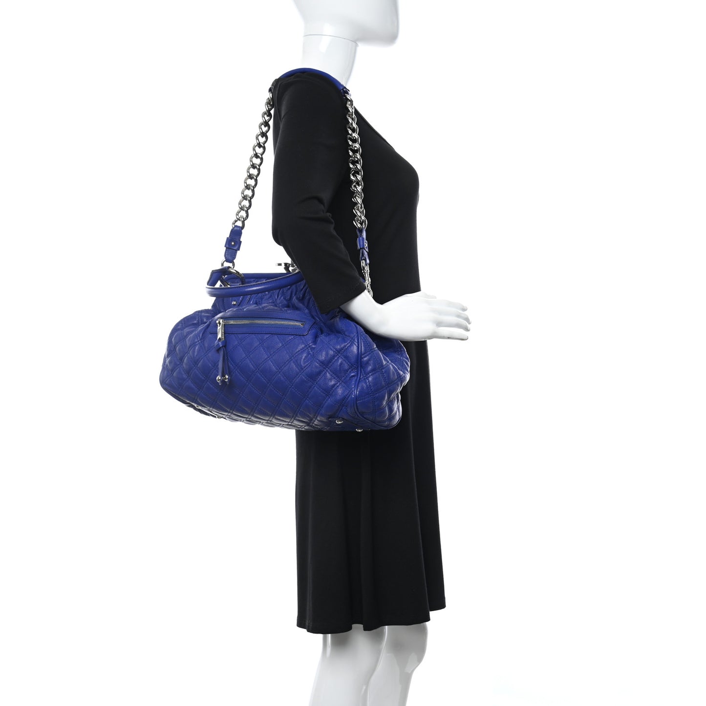 Calfskin Quilted Stam Blue