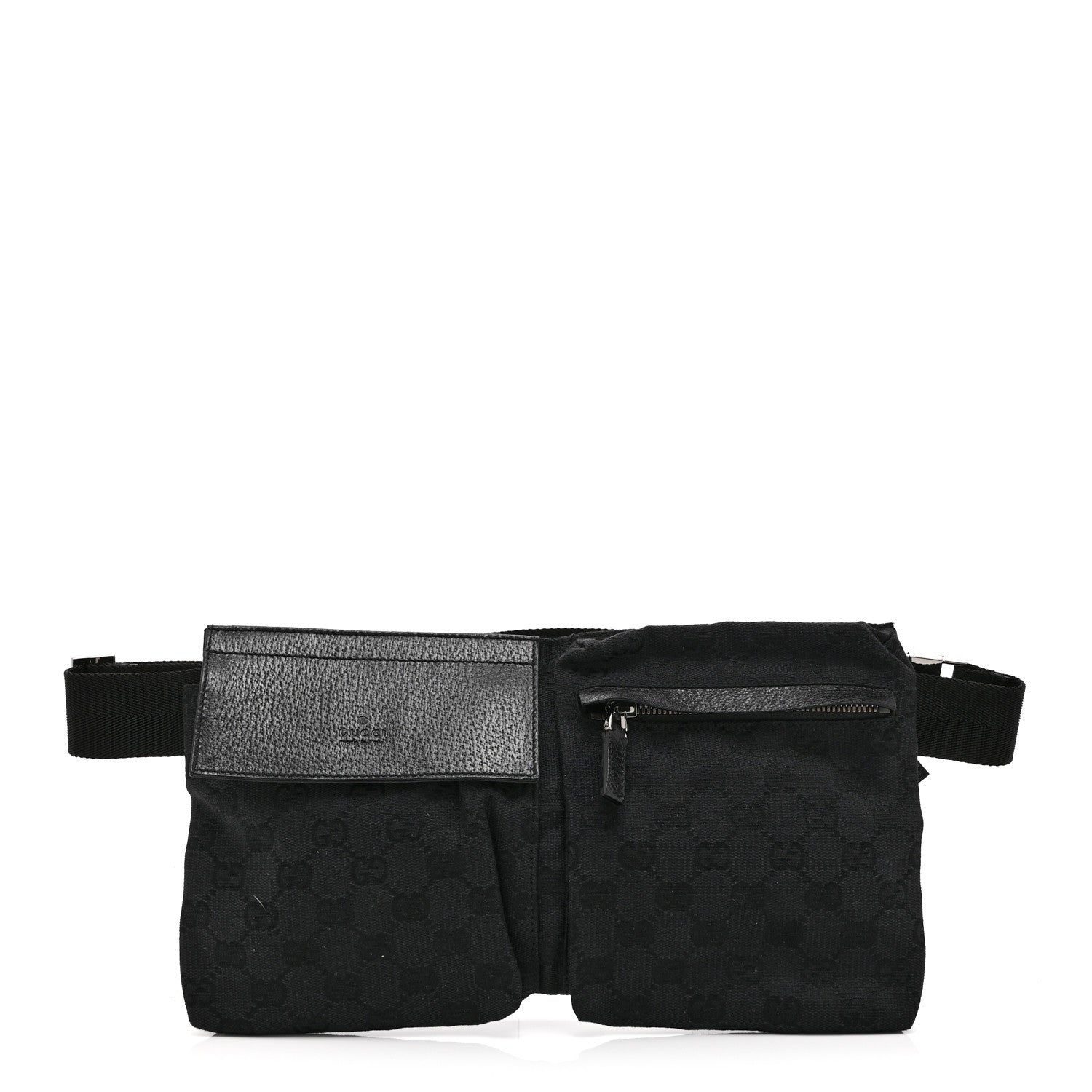 Gucci GG Monogram Double Pocket Belt Bag Black 1 of 10