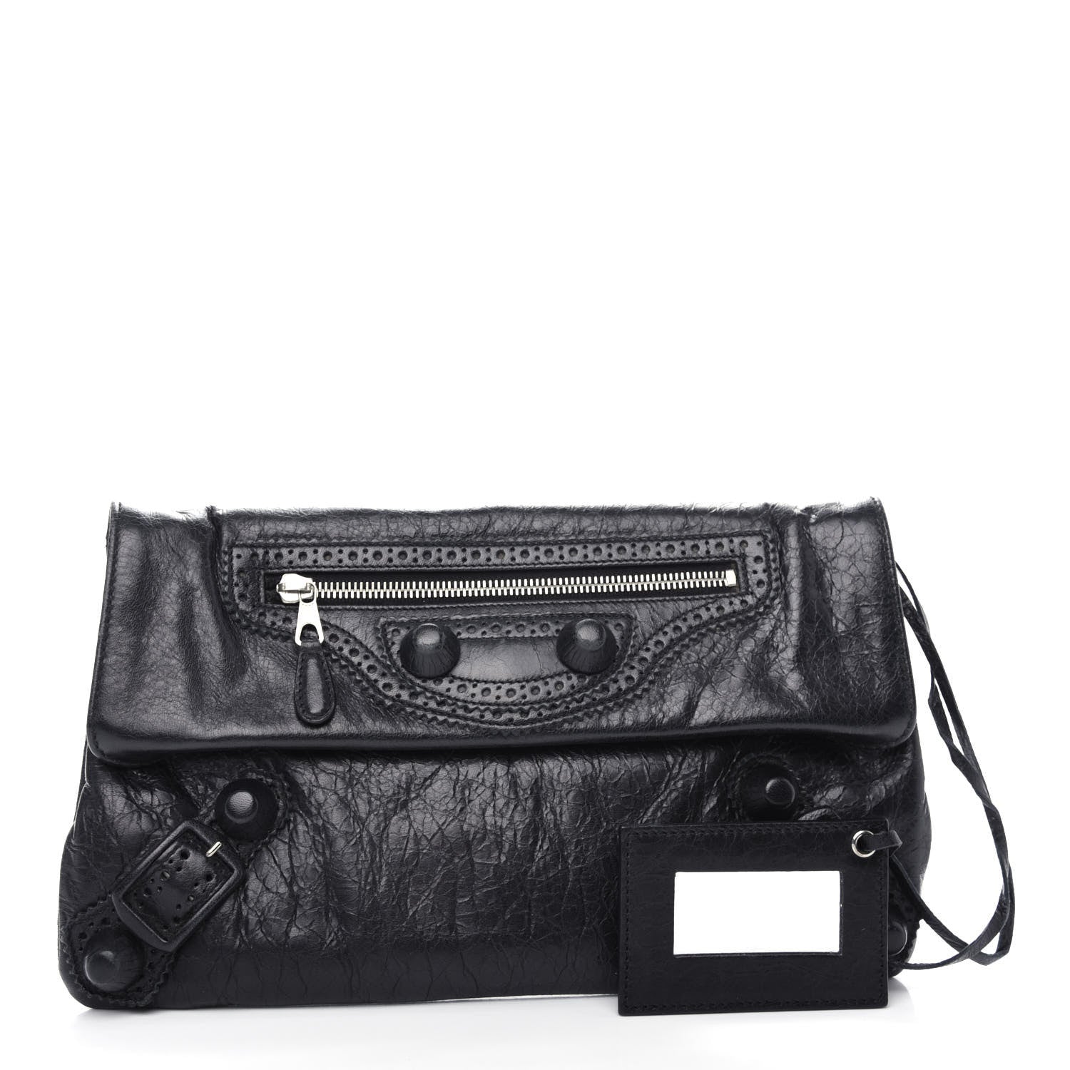 Balenciaga Agneau Giant Brogues Hardware Envelope Clutch Black 3 of 7