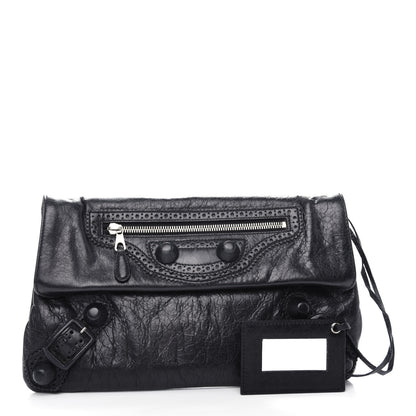 Balenciaga Agneau Giant Brogues Hardware Envelope Clutch Black 3 of 7