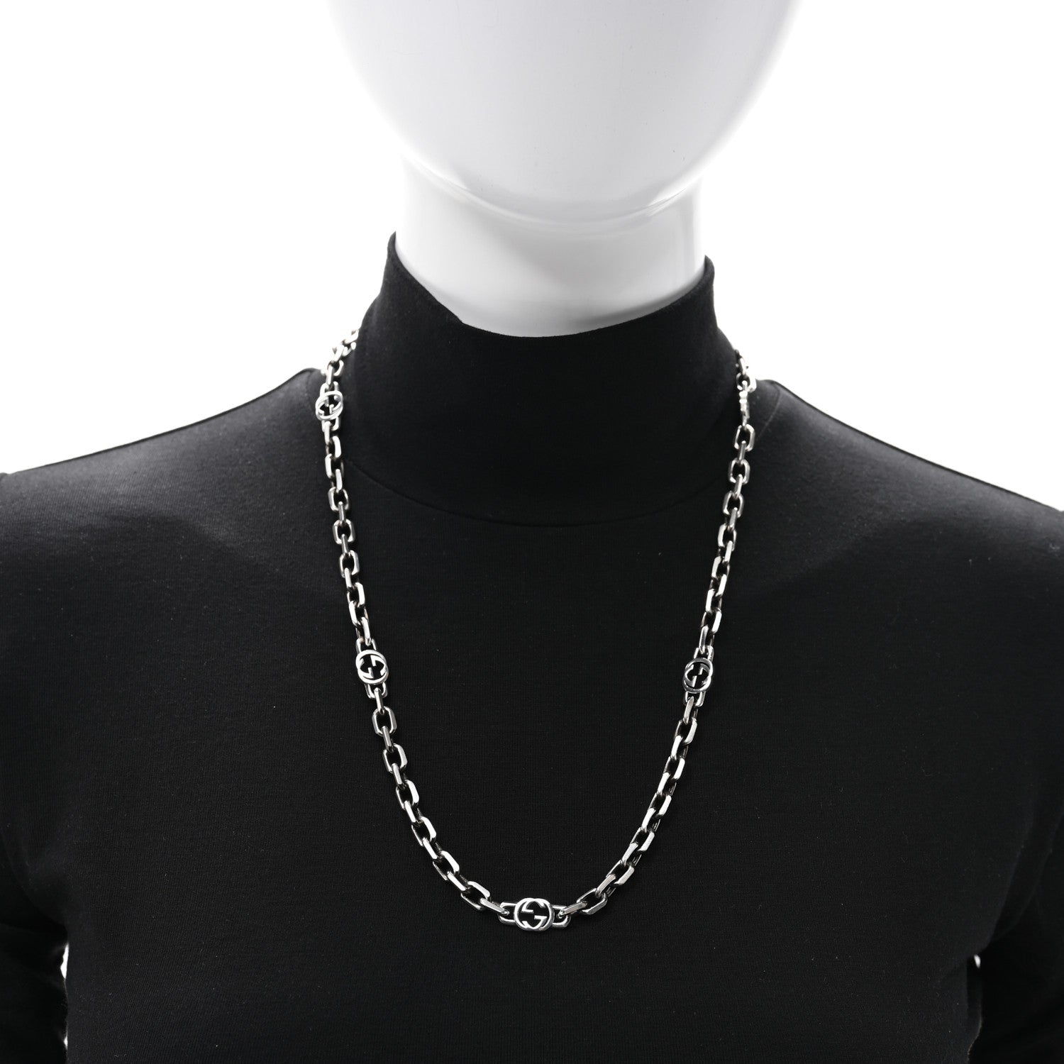 Gucci Sterling Silver Interlocking GG Chain Necklace 2 of 5
