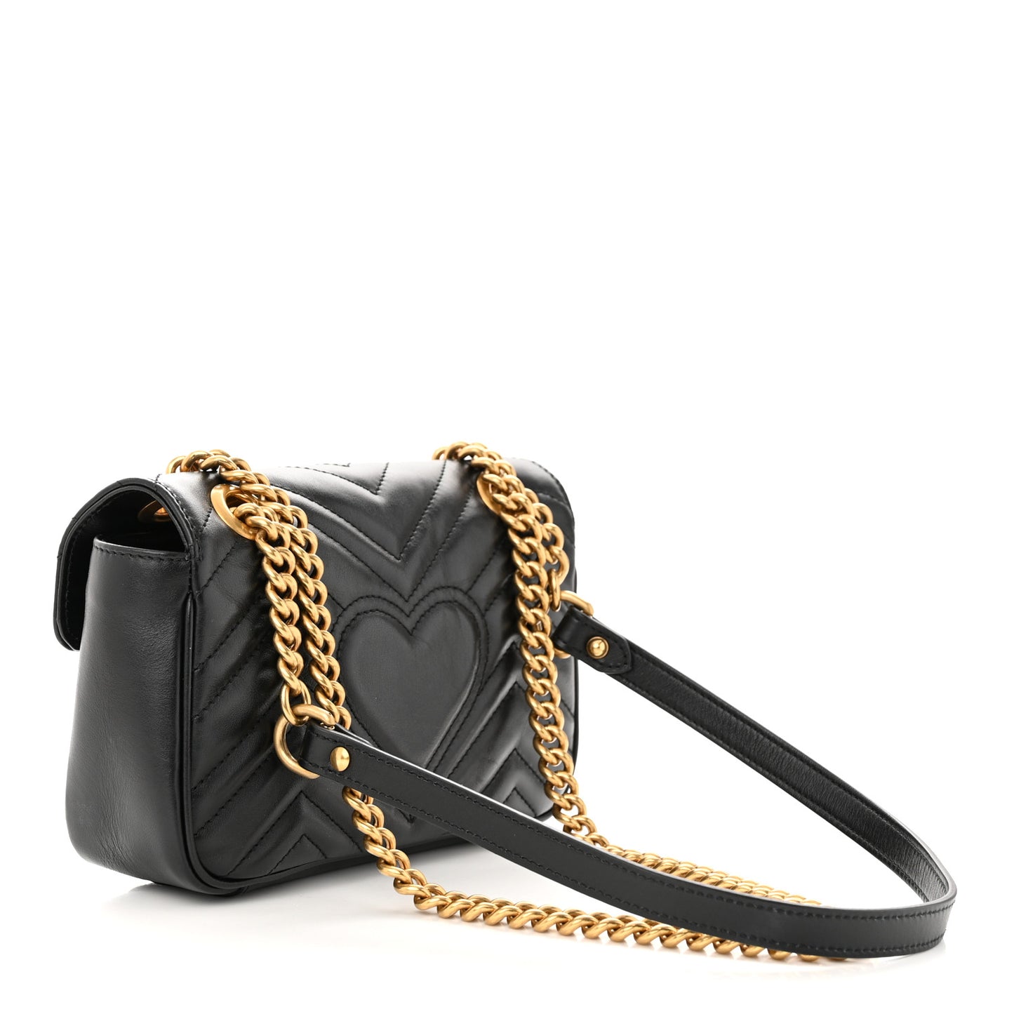Calfskin Matelasse Mini GG Marmont Shoulder Bag Black