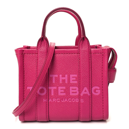 Marc Jacobs Grained Calfskin Mini The Tote Bag Lipstick Pink 1 of 9