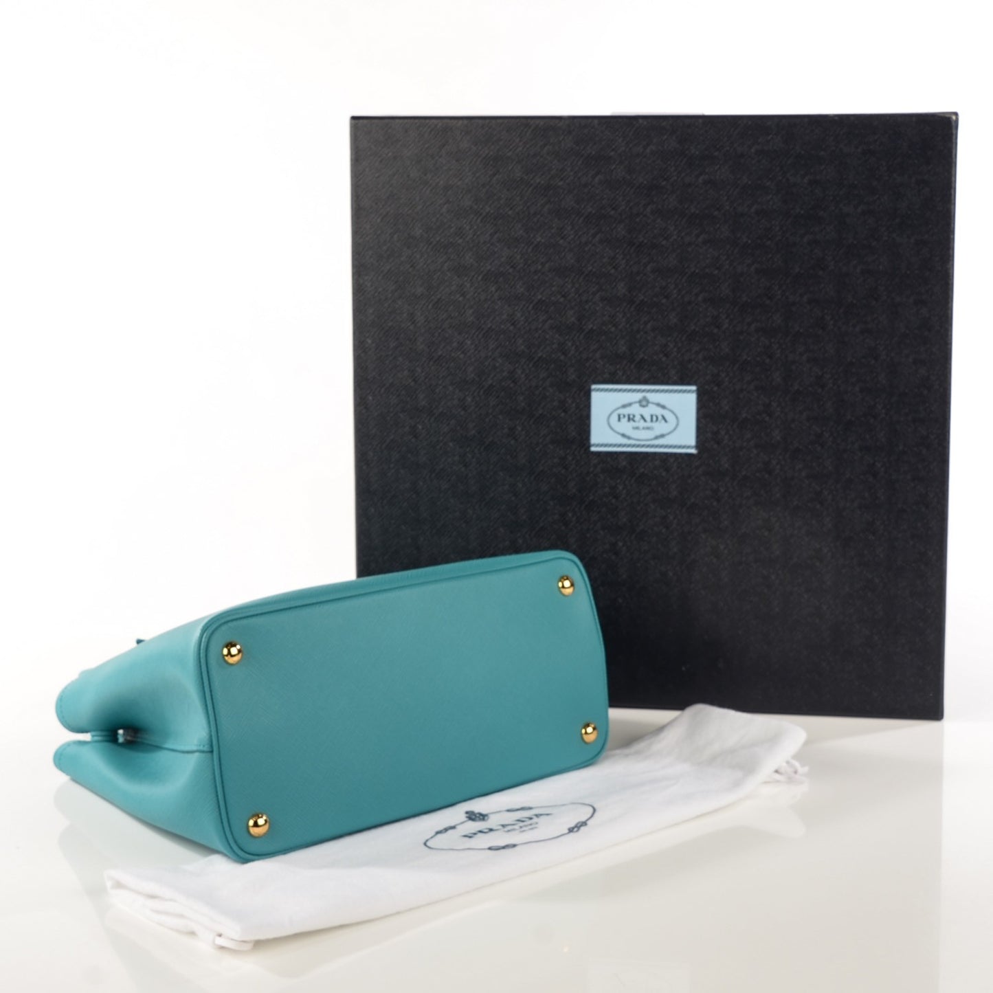 Saffiano Cuir Small Double Bag Turchese Acquamarina