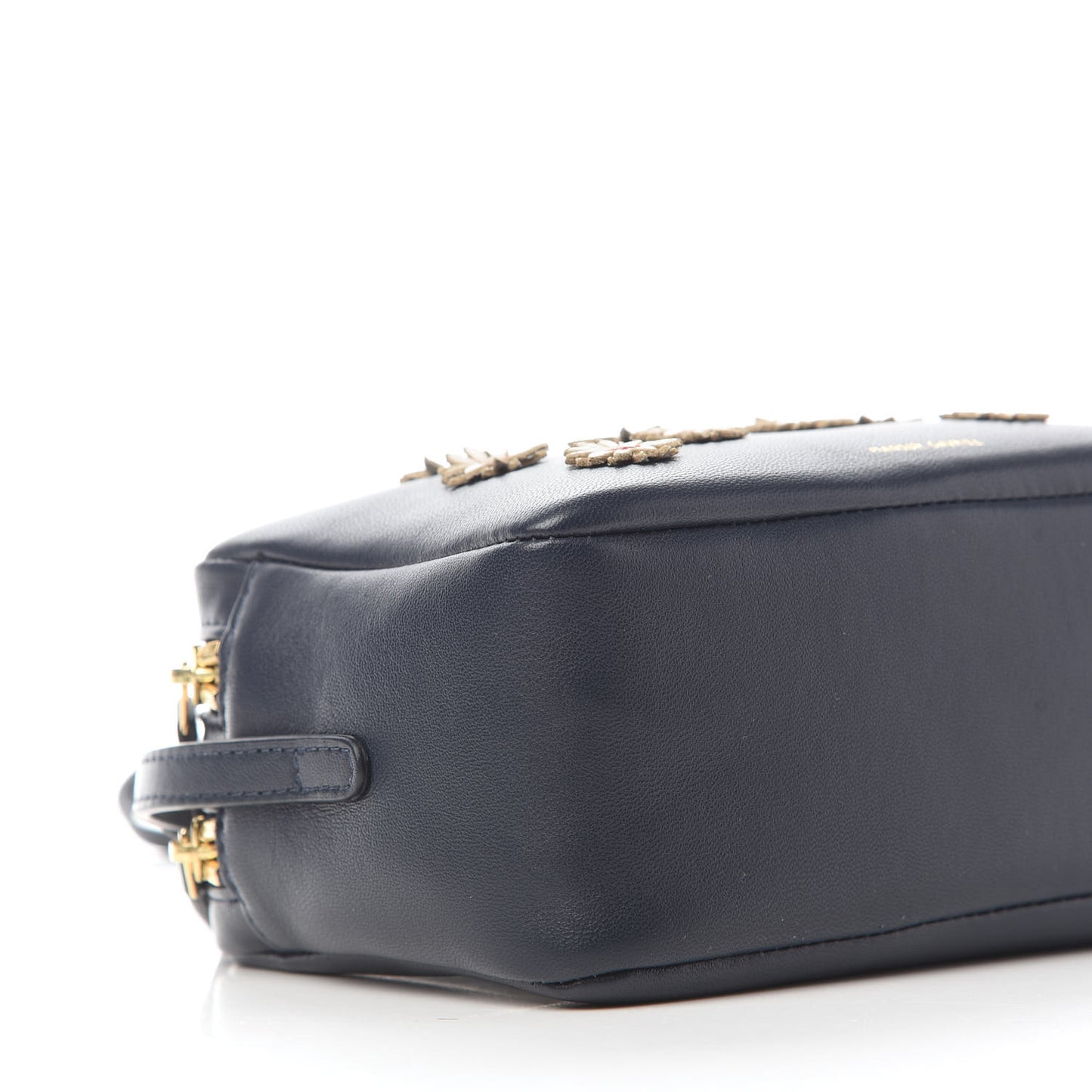 Lambskin Floral Double Zip Crossbody Blue White