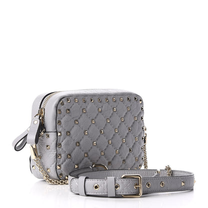 Valentino Garavani Craquele Nappa Rockstud Spike Camera Crossbody Bag Pastel Grey 3 of 9
