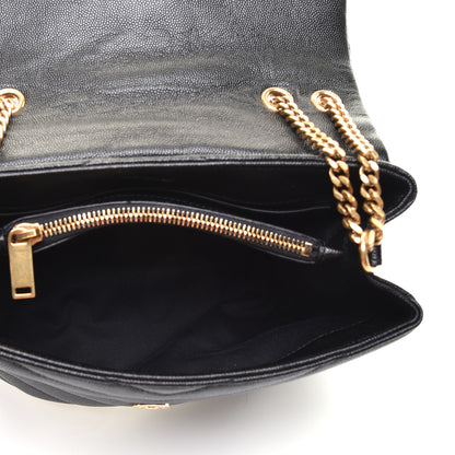 Saint Laurent Grain de Poudre Calfskin Y Quilted Monogram Small Loulou Chain Satchel Black 5 of 8
