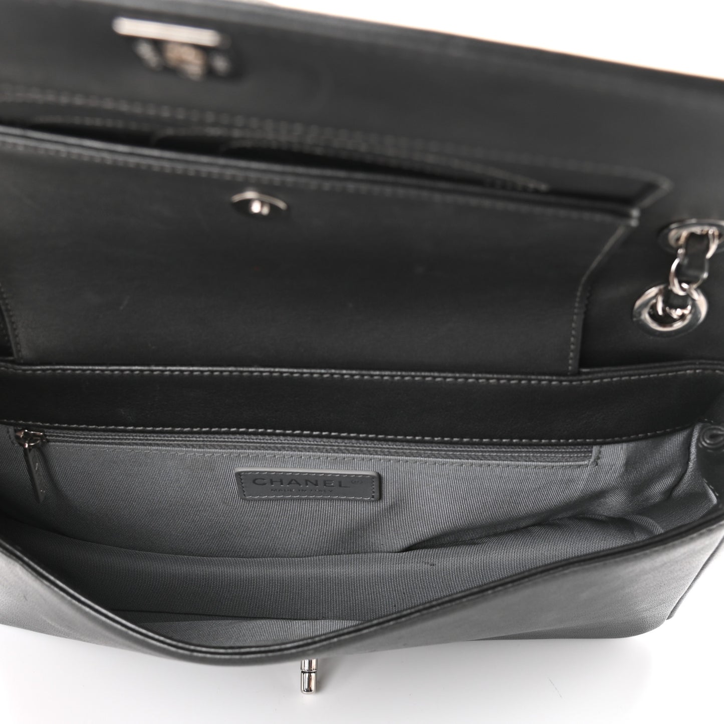 Sheepskin Chevron Quilted Vintage Mademoiselle Flap Dark Grey