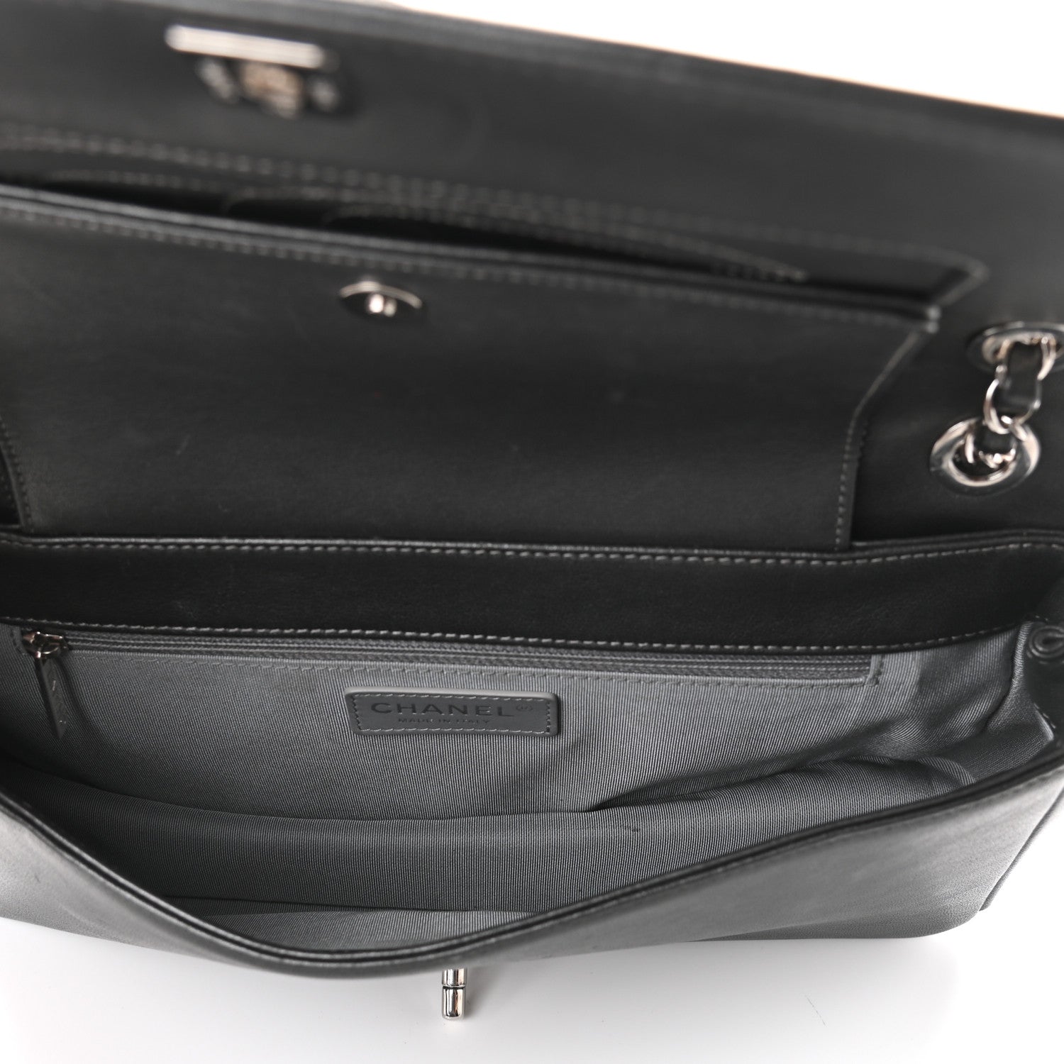 Chanel Sheepskin Chevron Quilted Vintage Mademoiselle Flap Dark Grey 5 of 10