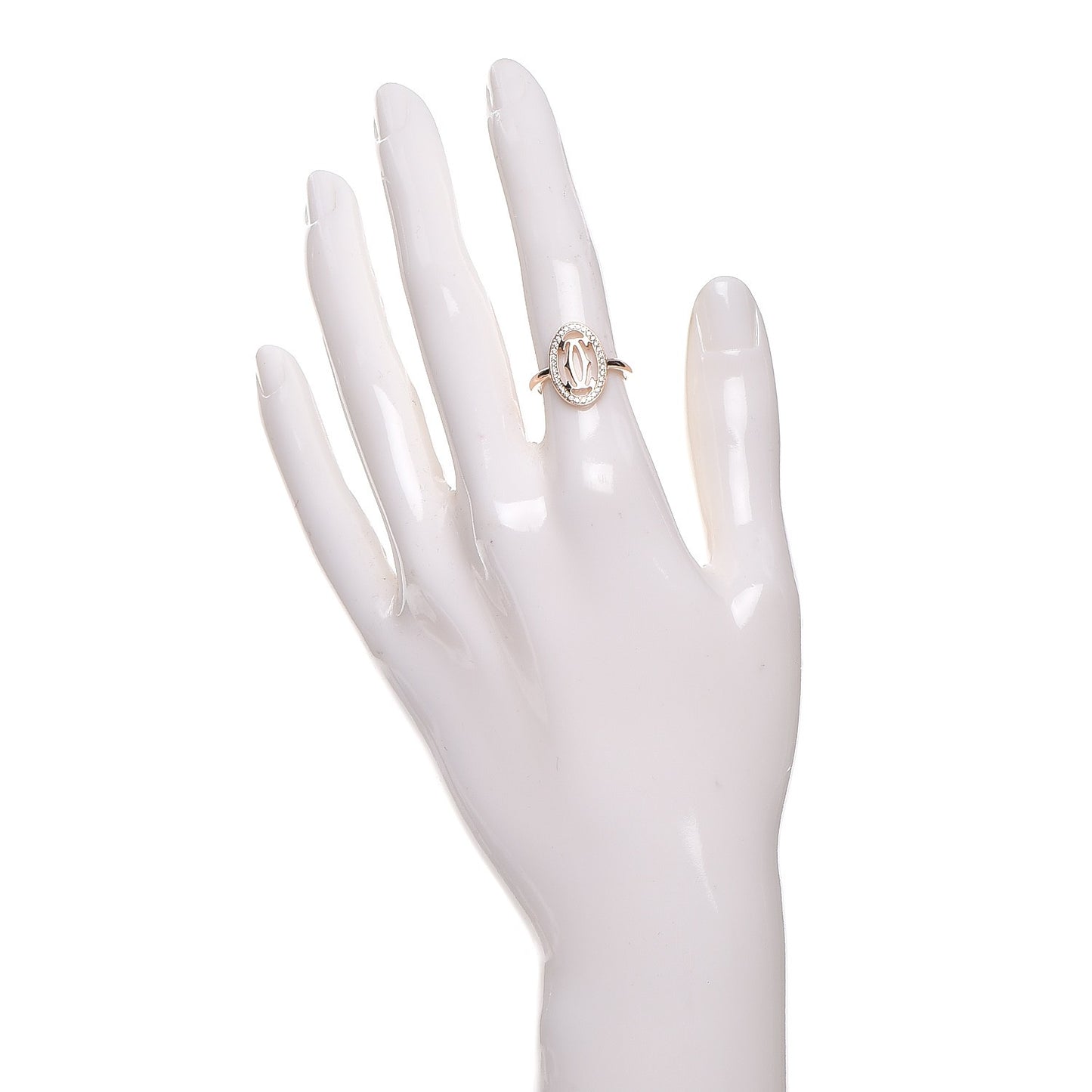 18K Pink Gold Diamond Logo Double C Ring 49 4.75