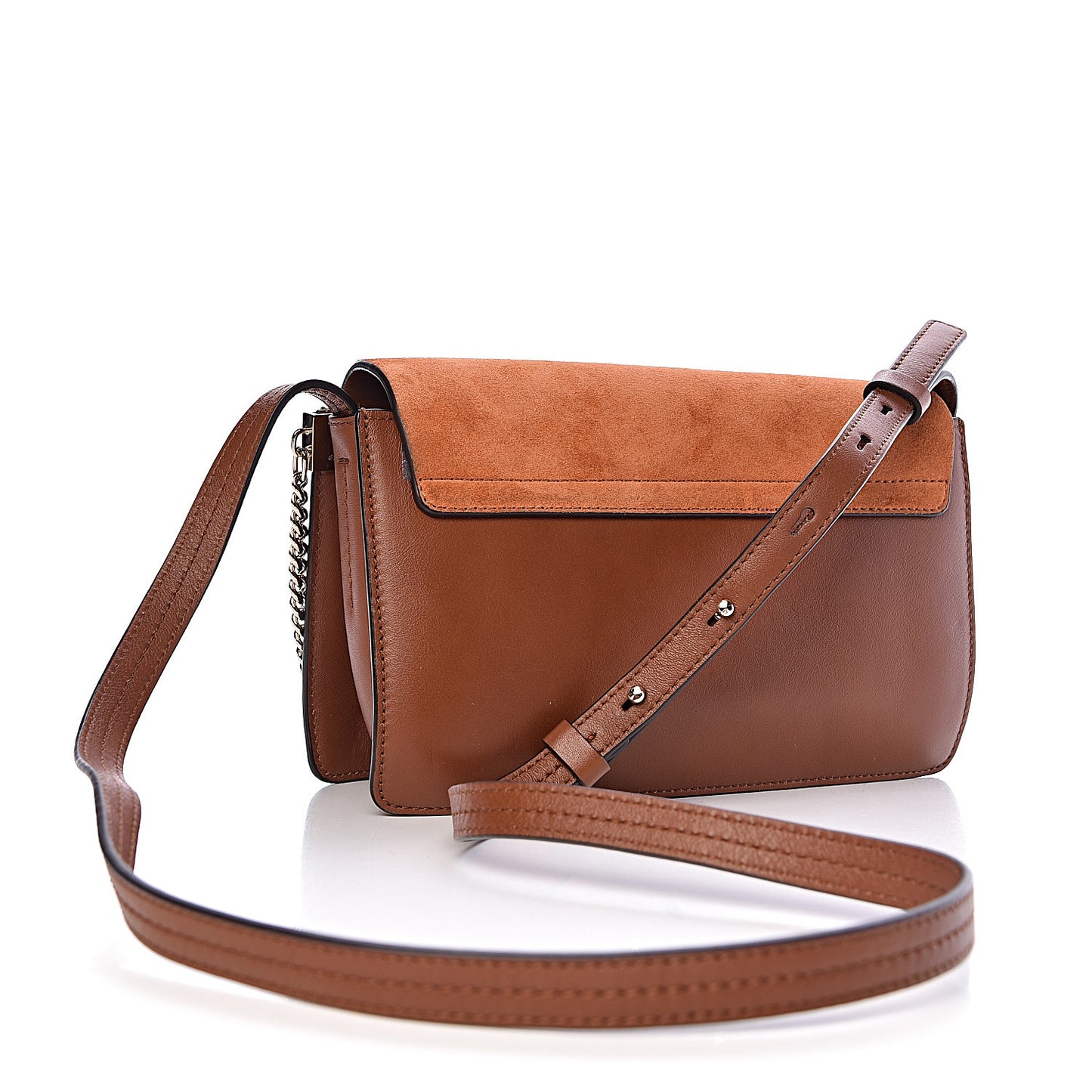 Suede Calfskin Small Faye Shoulder Bag Tobacco