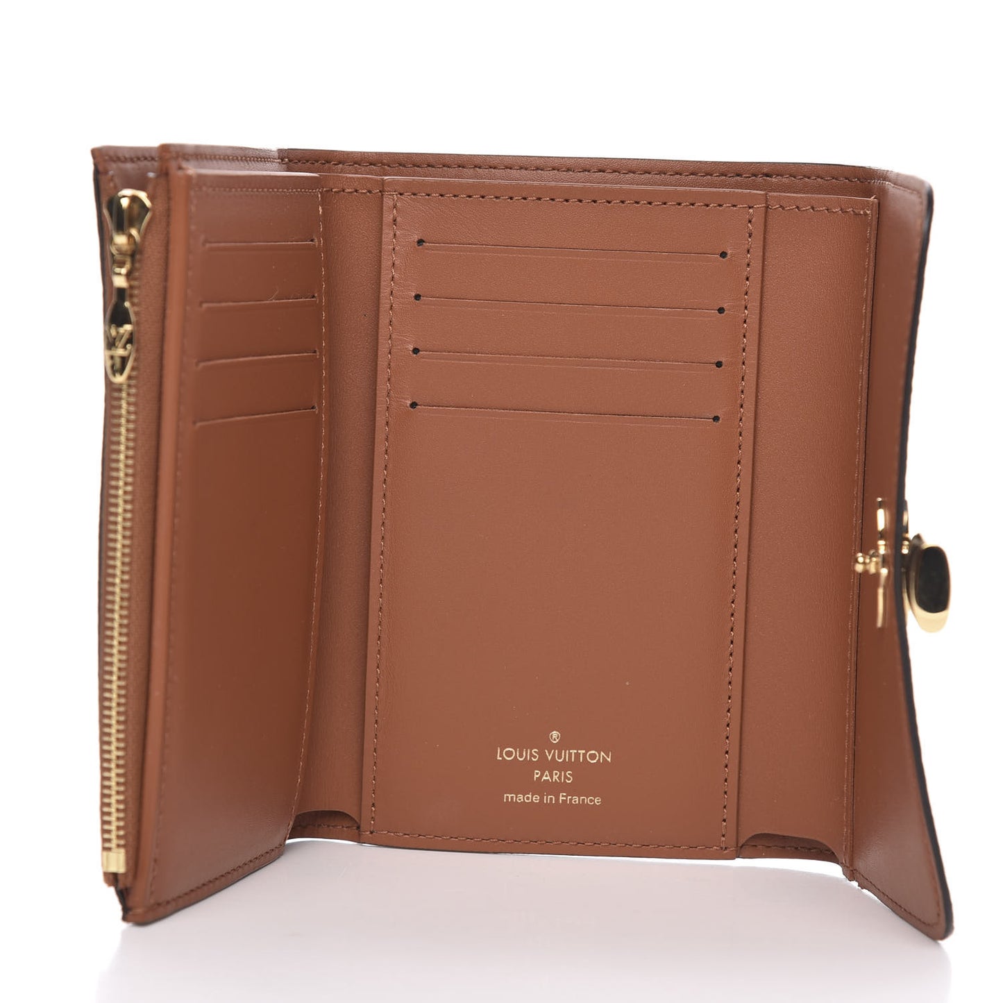 Monogram Flower Lock Compact Wallet Caramel