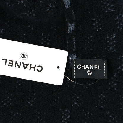 Chanel Cashmere Wool Silk CC Beanie Hat Black White 3 of 4