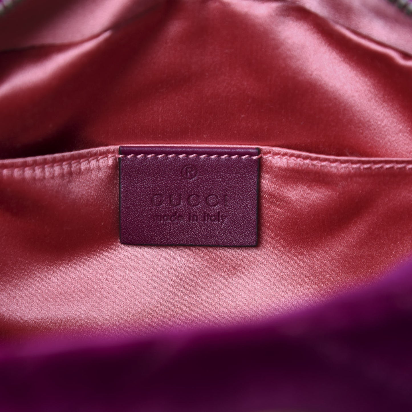 Velvet Matelasse Small GG Marmont Chain Shoulder Bag Fuchsia Violet Cyclamen