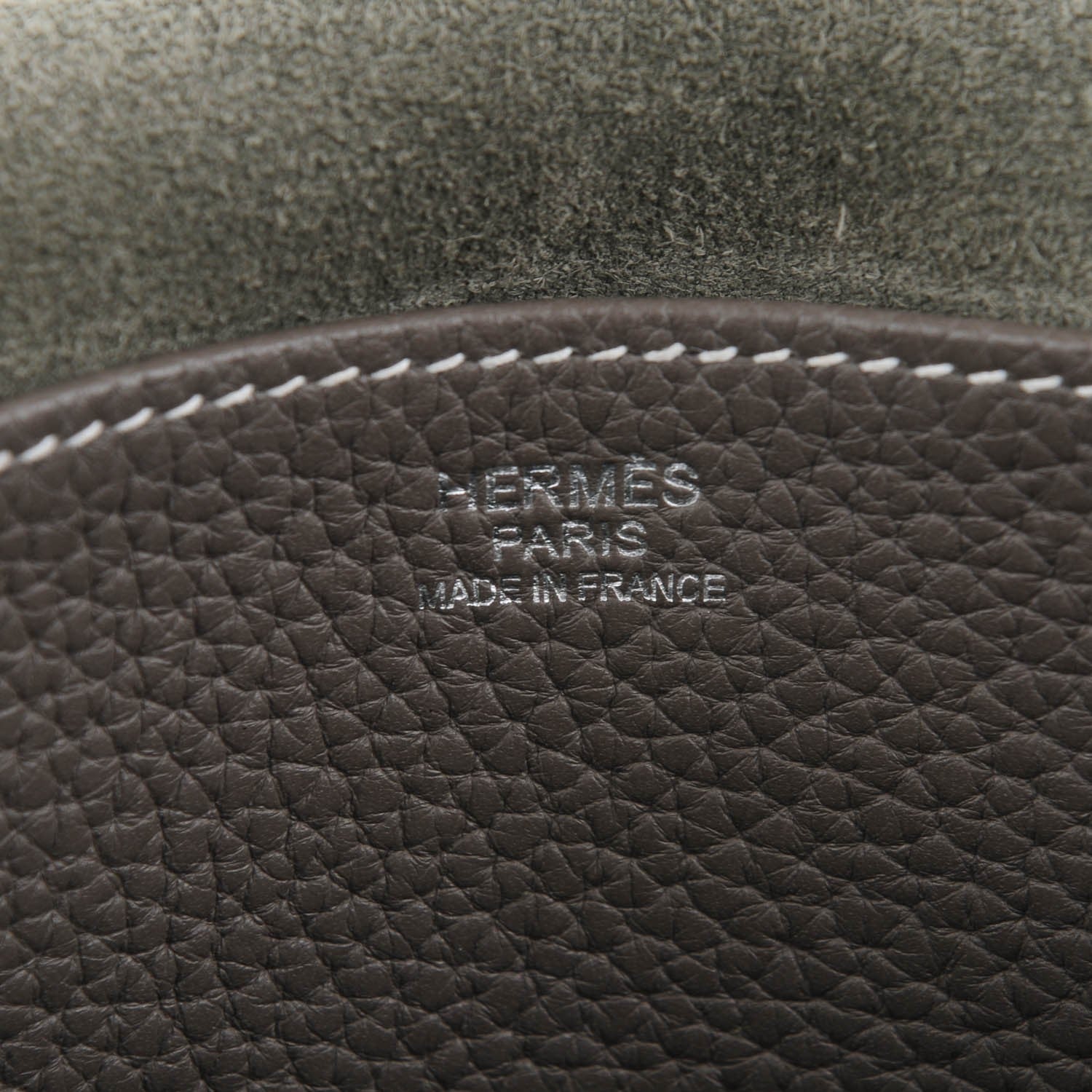 Hermes Taurillon Clemence Halzan 31 GM Etain 6 of 7