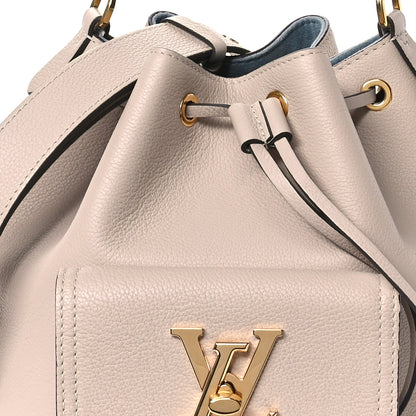 Louis Vuitton Calfskin Lockme Bucket MM Greige 7 of 10