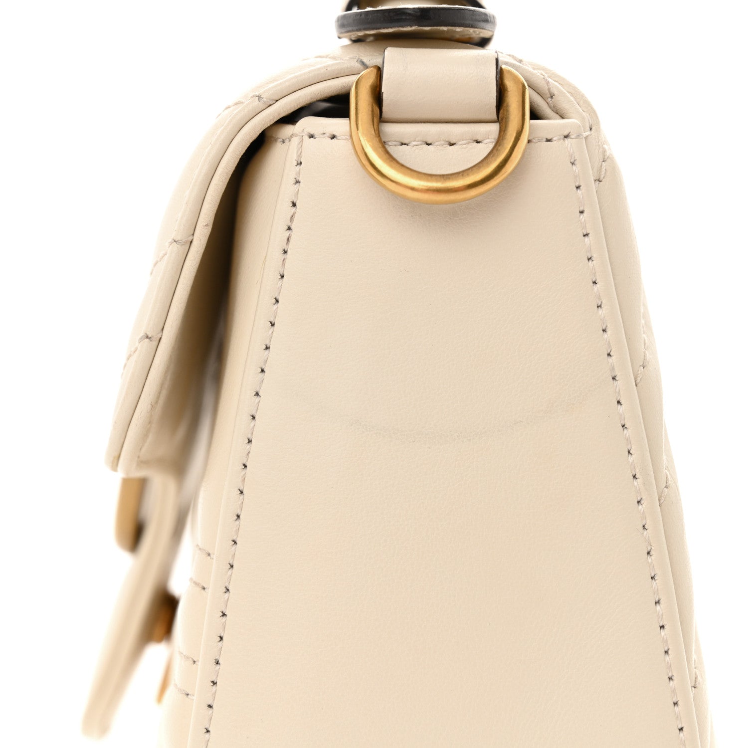 Gucci Calfskin Matelasse Mini GG Marmont Top Handle Shoulder Bag White 15 of 16