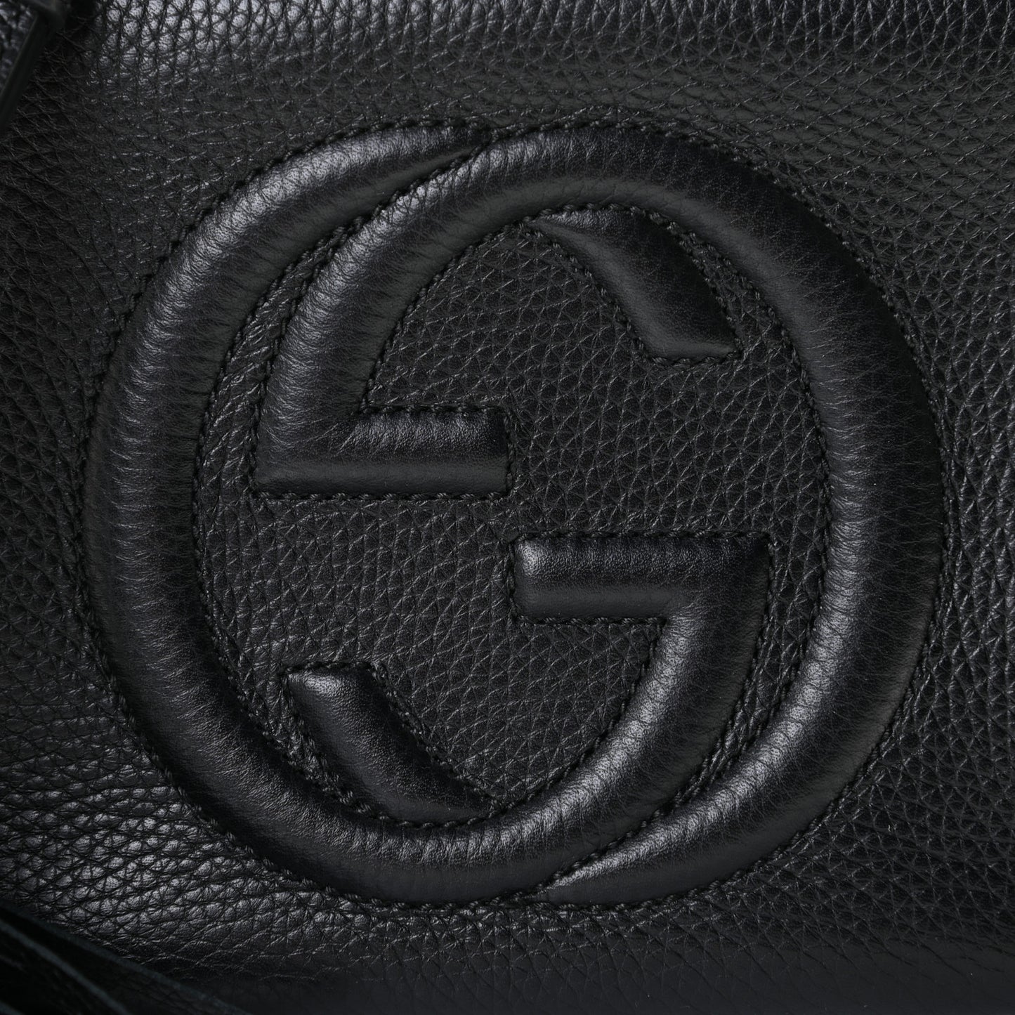 Pebbled Calfskin Small Soho Disco Bag Black