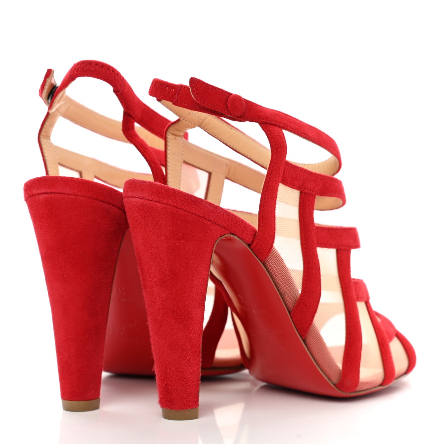 Suede Mesh Nicobar Sandals 37.5 Red
