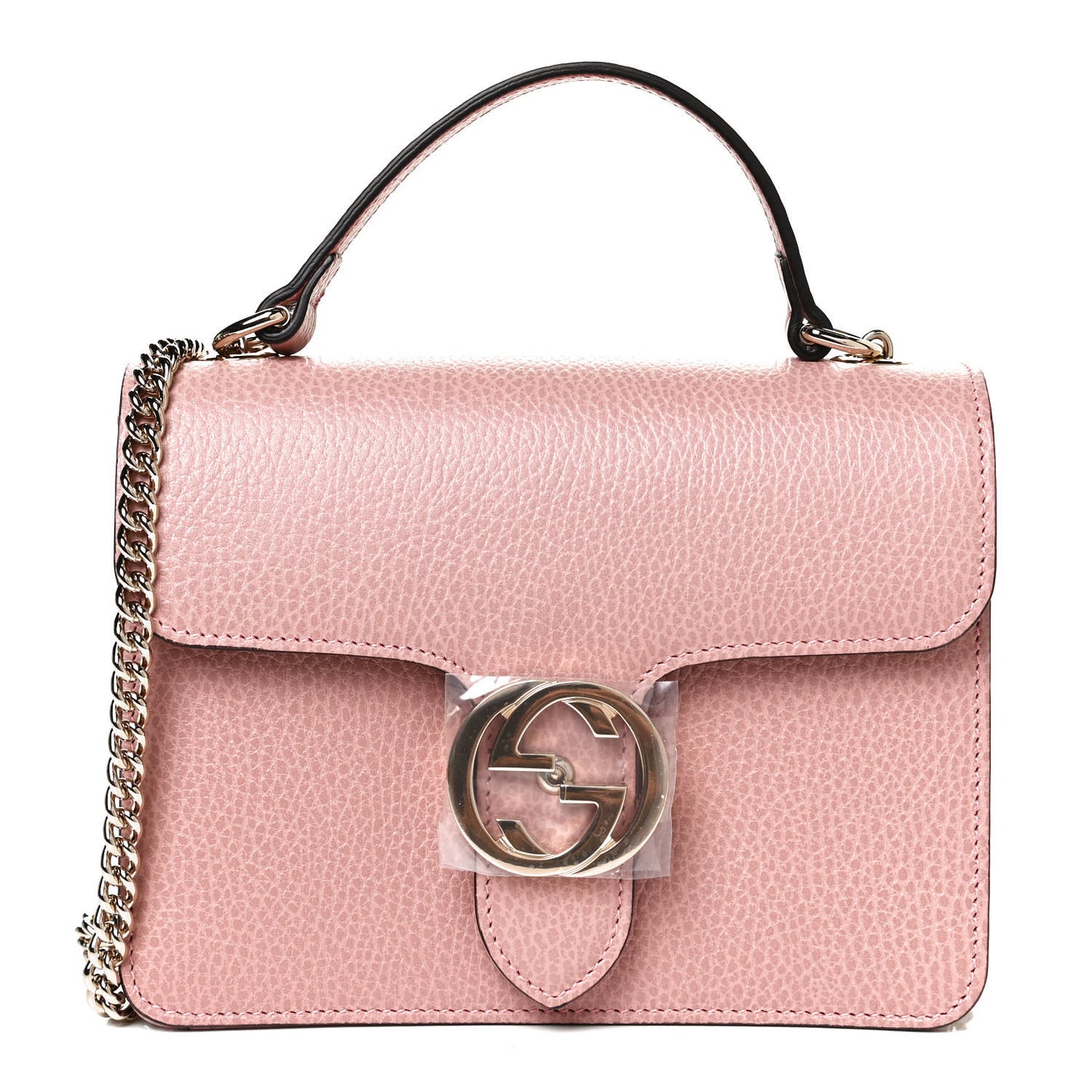 Dollar Calfskin Small Interlocking G Shoulder Bag Soft Pink