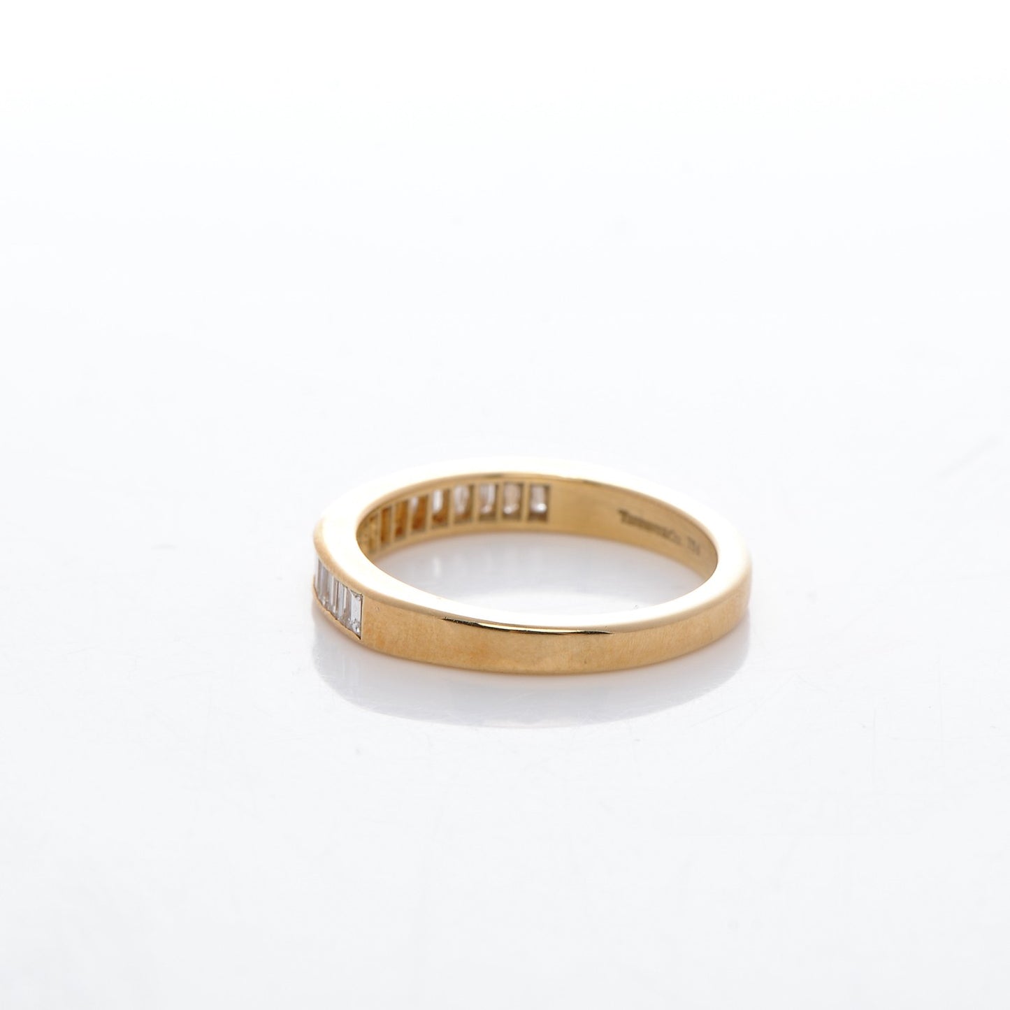 18K Yellow Gold Diamond 3mm Half Circle Channel Set Band Ring 7
