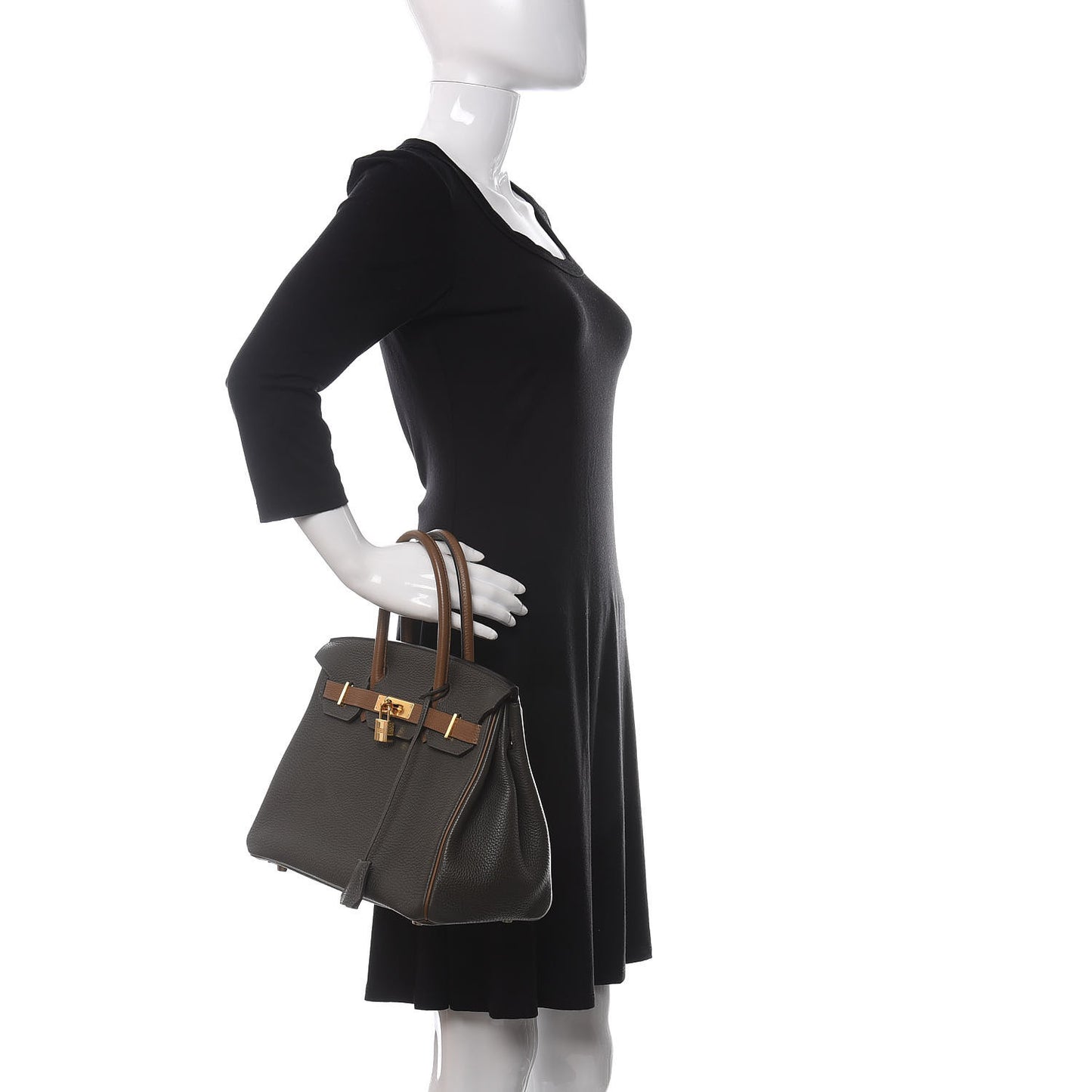 Togo Bi-Color Horseshoe Birkin 30 Vert de Gris Gold