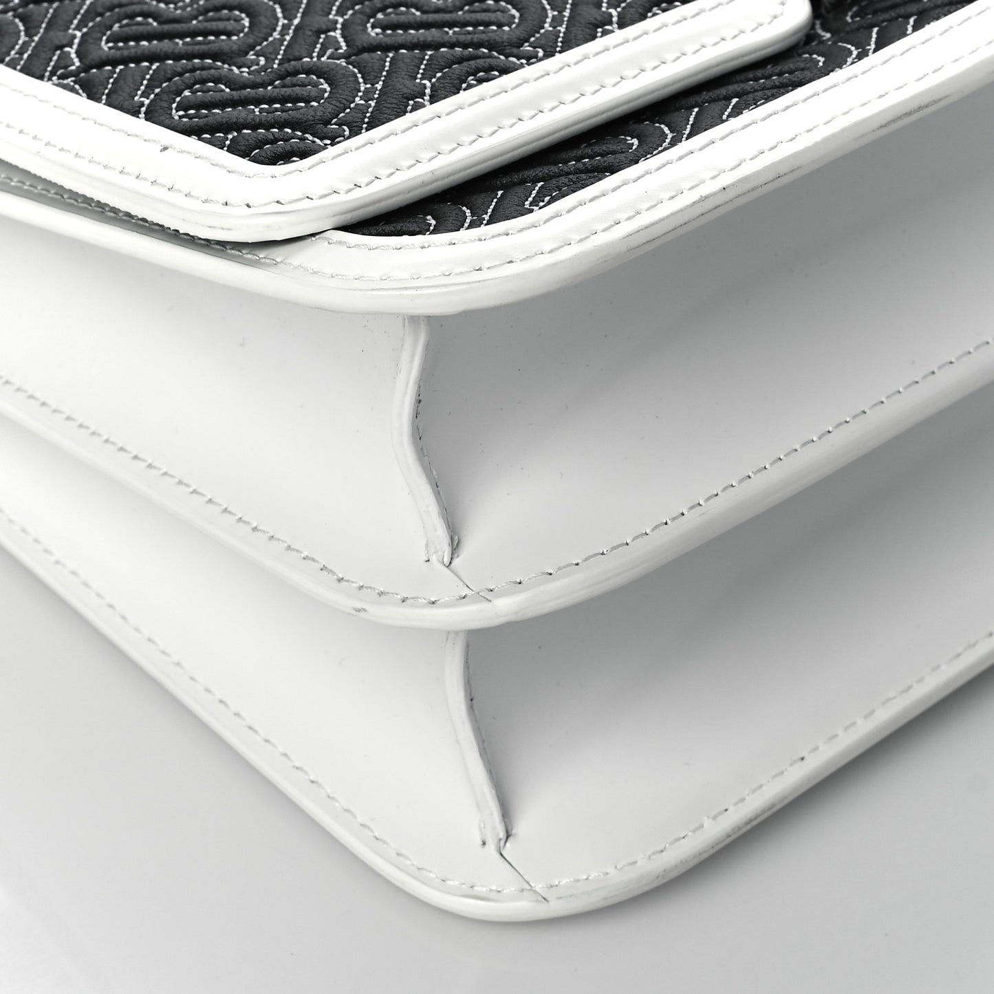 Calfskin Monogram Embossed MediumTB Chain Bag Black White