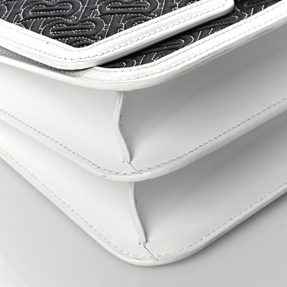 Burberry Calfskin Monogram Embossed MediumTB Chain Bag Black White 8 of 9