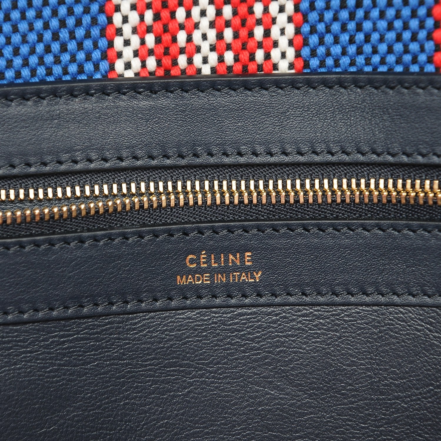 Celine Textile Striped Small Horizontal Cabas Phantom Navy Blue 6 of 7