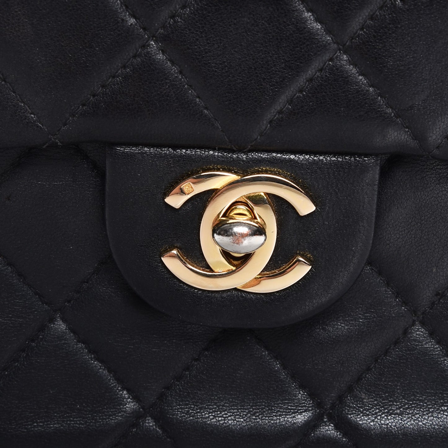 Lambskin Quilted Mini Square Flap Black