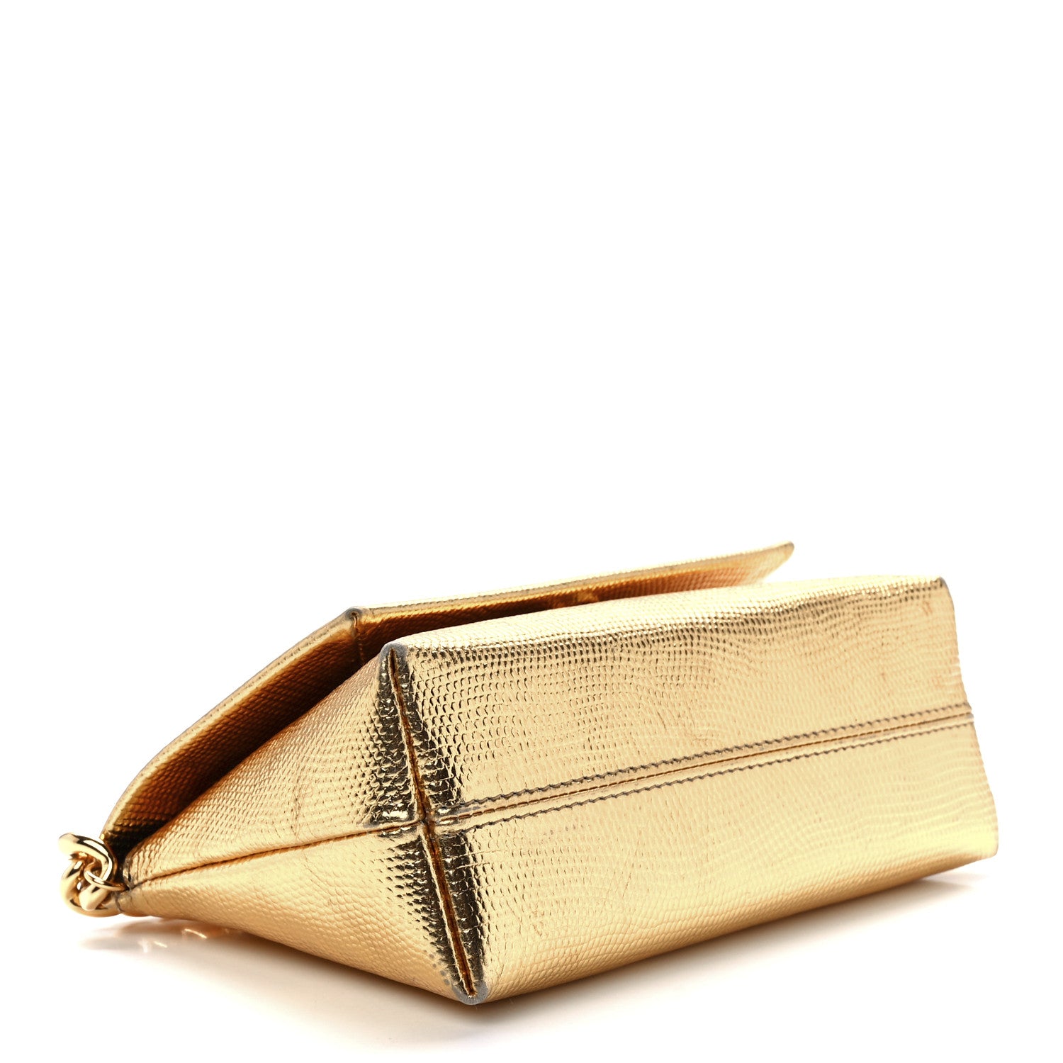 Tom Ford Lizard Embossed Metallic Mini Label Shoulder Bag Gold 4 of 10