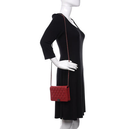 Chanel Caviar Quilted Boy Wallet On Chain WOC Red 2 of 12